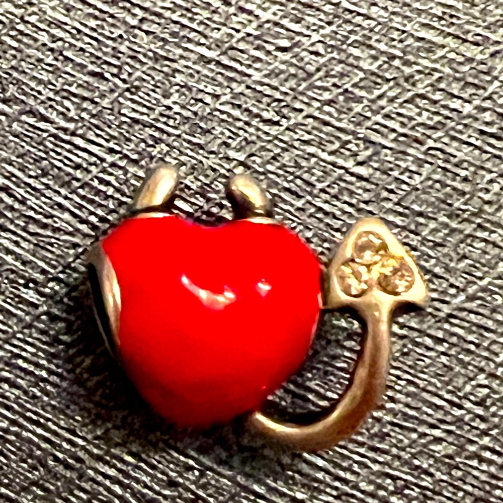 Zales red enamel little devil bead  fits all Pandora similar style bracelets